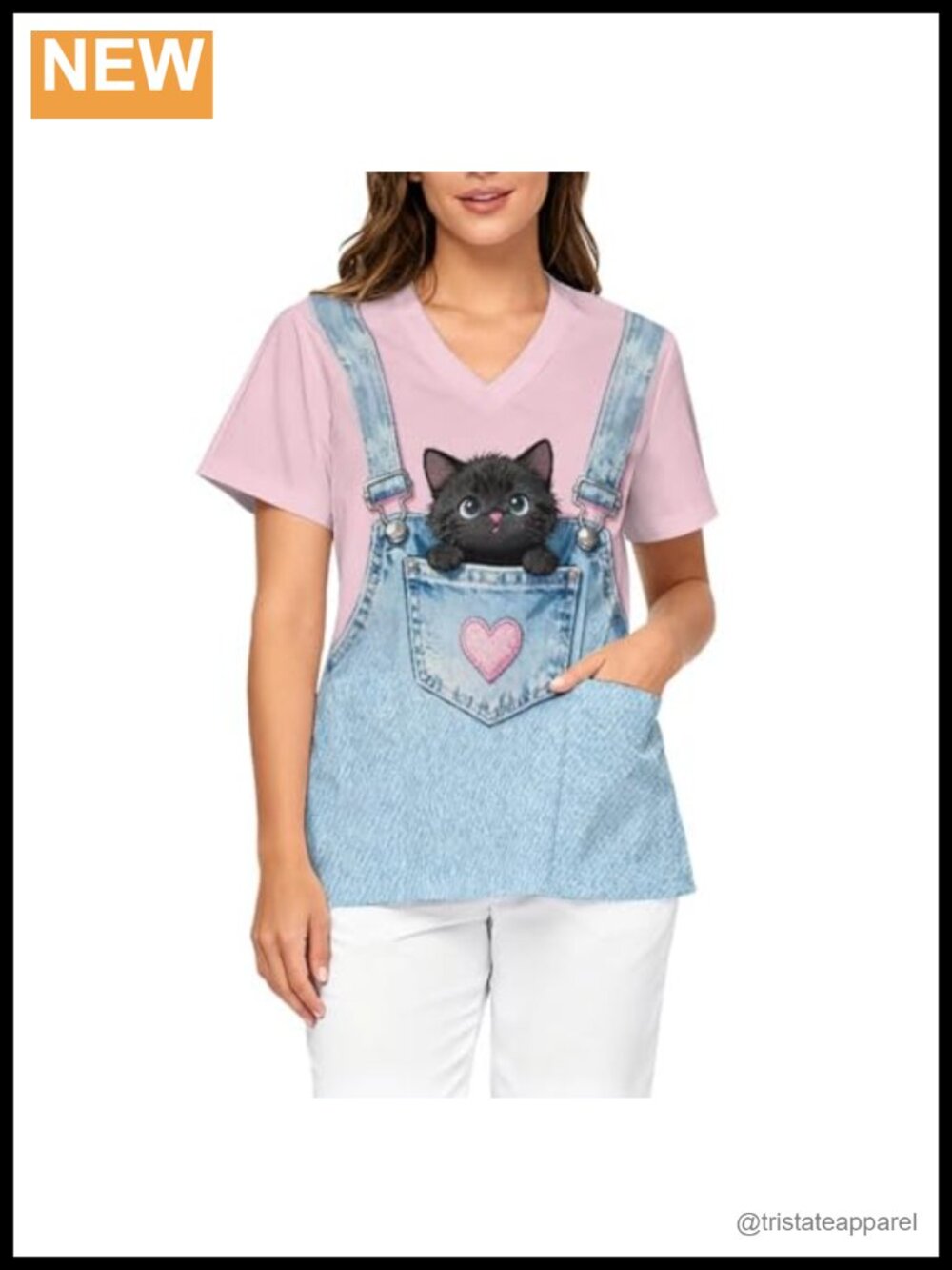 Women's V-Neck Short Sleeve Scrub Top Nurse Shirt with Pockets